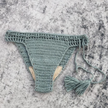 sexy cut out crochet pure color swim trunks