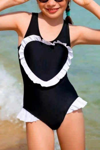 teen girls colorblock padded ruffle stylish one-piece swimsuit