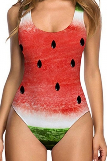 sexy watermelon printing padded sling one piece swimwear