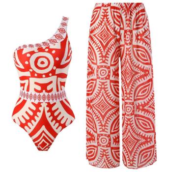 sexy digital print padded one-piece swimsuit & beach pants(pants only one size)