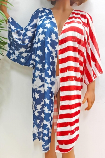 american flag printing tulle sexy beach cover-up(only cover-up)
