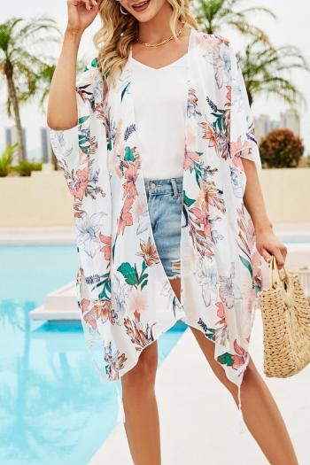sexy tulle floral batch printing two colors tassel beach cover-up(only cover-up)