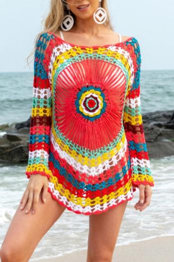 sexy cut out color-block crochet 2 colors beach cover-up(only cover-up)