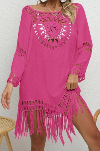 sexy hollow crochet 5 colors tassel beach dress cover-up(only cover-up)