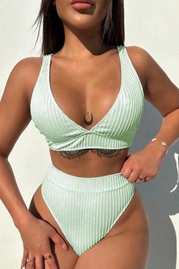sexy 3 colors textured padded backless sling tankini set
