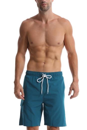 stylish men plus size pure color pocket beach shorts(with lined)