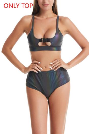 sexy plus size colorful reflective padded hollow release-buckle bikini top