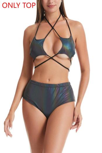 sexy plus size pentagram shape colorful reflective fabric padded bikini top