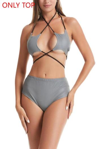 sexy plus size pentagram shape pure color reflective fabric padded bikini top