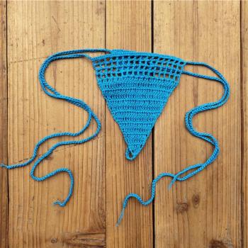 sexy cut out crochet pure color self-tie bikini trunks