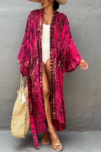 sexy non-stretch tie-dye with belt long cover-up(only cover-up)