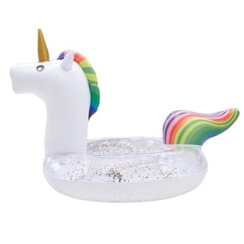 one pc pvc unicorn shape sequin self inflating swimming ring(200*100*90cm)