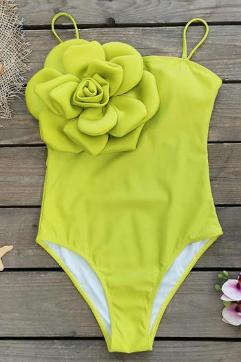 sexy 3d flower decor padded backless sling one-piece swimsuit