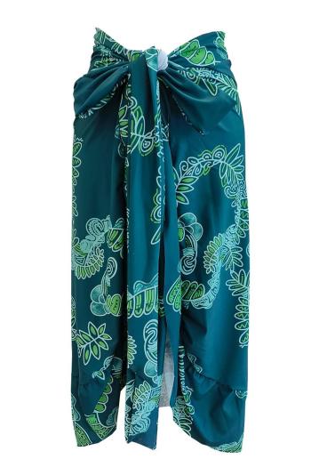 sexy leaf printing lace-up beach skirt cover-up