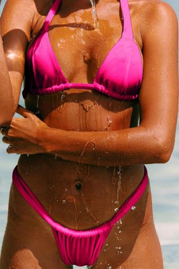 sexy 5 colors padded halter-neck tied triangle bikini set