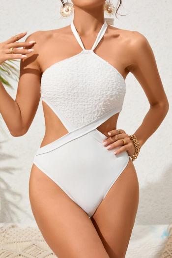 sexy special fabric padded halter-neck lace-up one-piece swimsuit