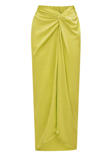 stylish pure color kinked beach skirt cover-up