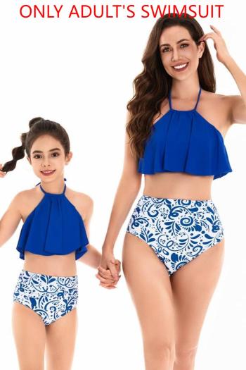 family couple style lady sexy graphic printing padded halter-neck lace-up tankini set