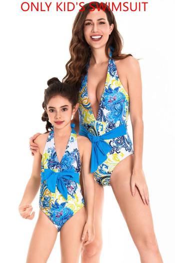 family couple style kids graphic printing one-piece swimsuit(104-128 no padded, 140-164 with padded)
