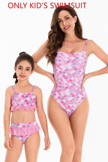 kids teen fish scales print tankini set(104-128 no padded, 140-164 with padded)