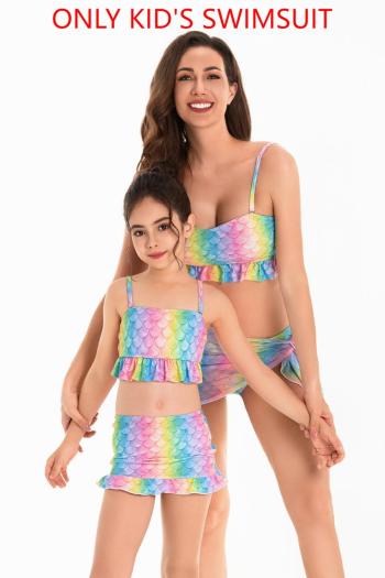 kids fish scale print 3 piece swimsuits(104-128 no padded, 140-164 with padded)