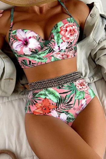 sexy floral printing 3 colors non-removable padding underwire tankini set