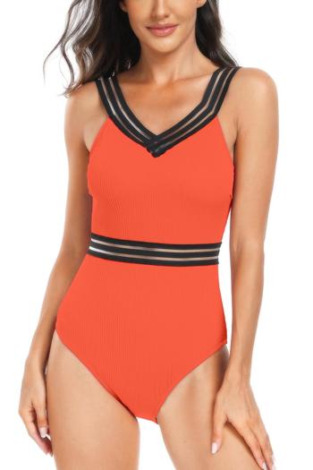 sexy mesh stitching 5 colors padded backless sling one-piece swimsuit