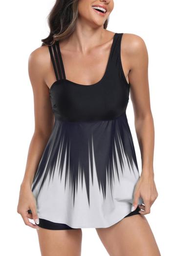 Stylish plus size gradient color 4 colors padded flat angle tankini set