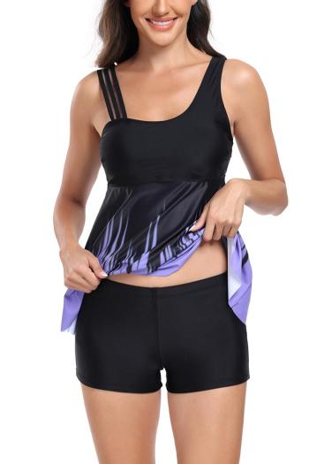 Stylish plus size gradient color 4 colors padded flat angle tankini set