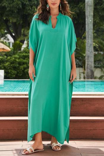 stylish pure color loose beach robe cover-up