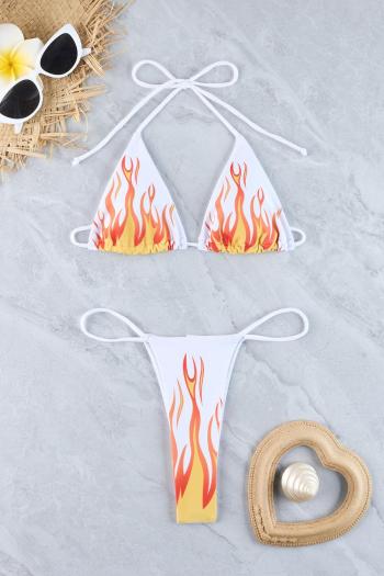 sexy flame fixed printing two colors padded halter-neck triangle bikini set