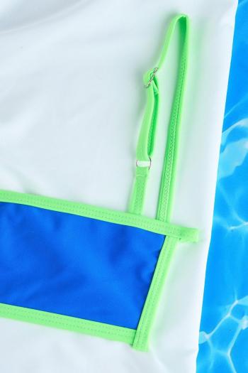 Sexy color-block unpadded backless sling bikini set