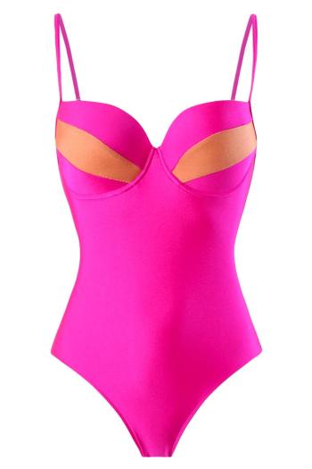 sexy color-block non-removable padding underwire one-piece swimsuit