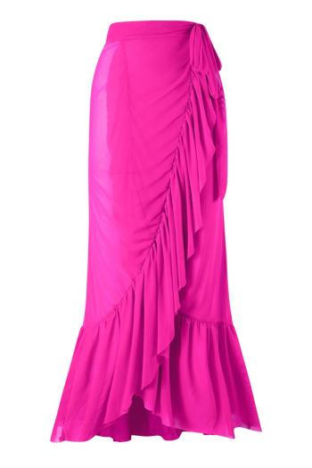 sexy pure color chiffon ruffle beach skirt cover-up