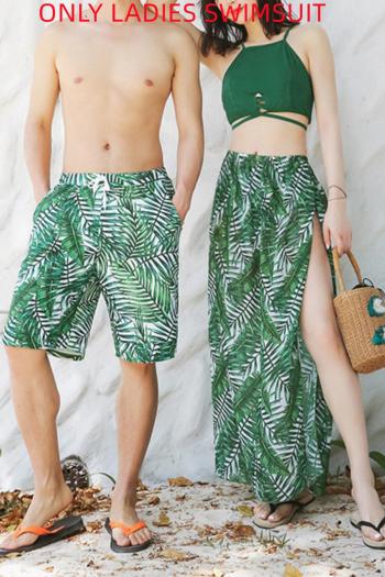 couples swimsuit sexy leaf printing padded three-piece swimsuit(size run small)