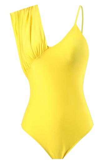 sexy pure color padded one-piece swimwear