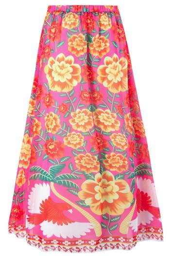 stylish floral and coconut tree printing beach skirt cover-up