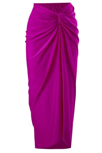 stylish pure color beach wrap skirt cover-up
