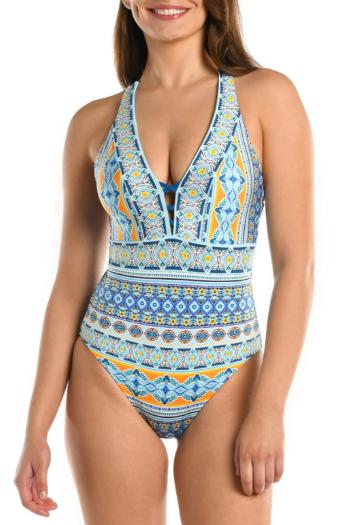 sexy retro graphic printing padded backless sling reversible one-piece swimsuit