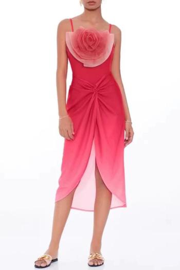 sexy gradient color padded mesh 3d flower one-piece swimsuit & chiffon skirt