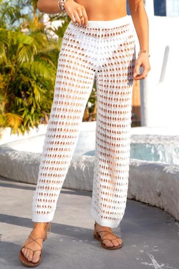 sexy cut out knitted pure color high waist beach pants cover-up(no panty)