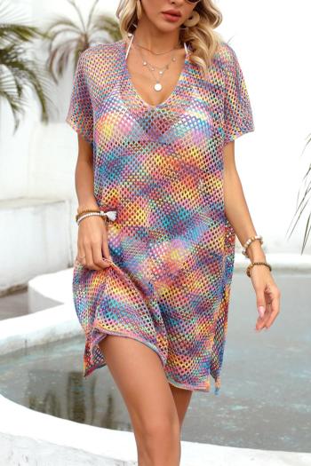 sexy cut out knitted multicolor v-neck beach dress cover-up#3#(only cover-up)