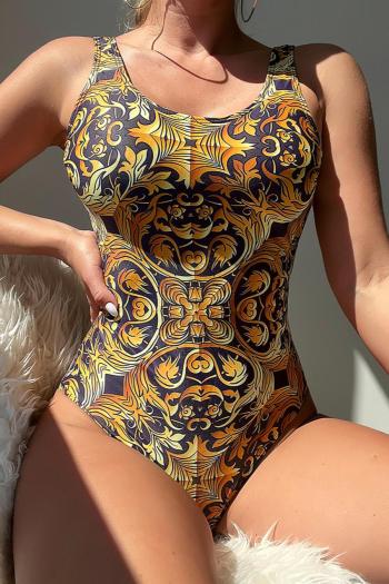 sexy retro graphic printing padded one-piece swimsuit