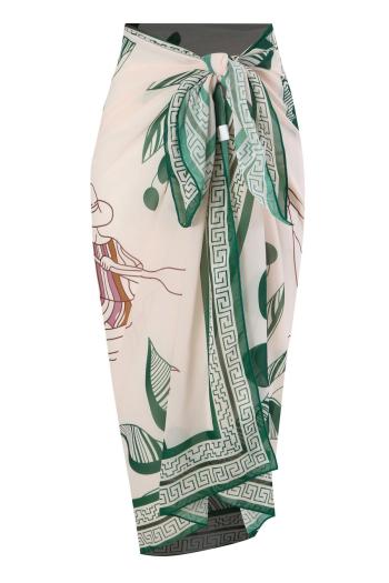 sexy 5 colors graphic printing chiffon beach skirt cover-up