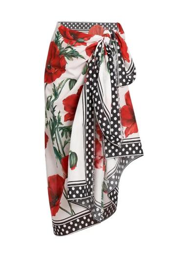 sexy floral print chiffon beach wrap skirt cover-up