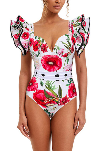 sexy floral printing padding underwire one-piece swimsuit