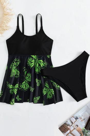 sexy plus size butterfly printing padded tankini set