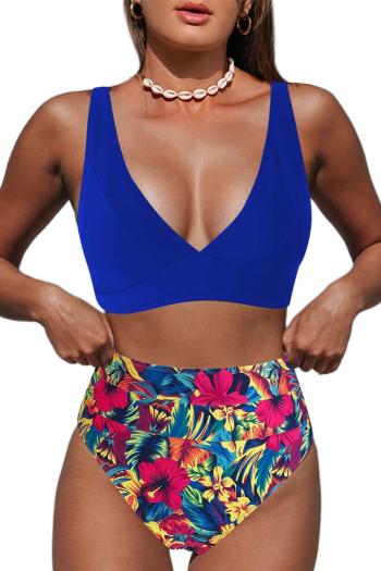 sexy floral printing padded high waist backless adjustable straps tankini set