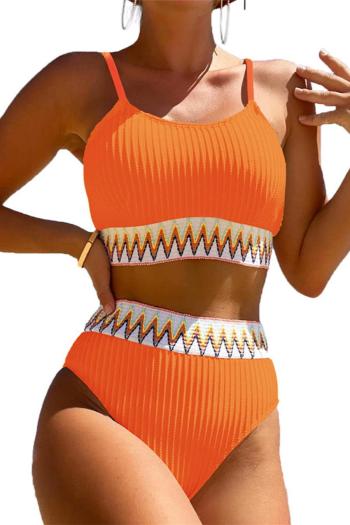 sexy orange 4 colors padded high waist backless sling tankini set