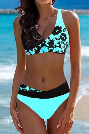 sexy color-block floral printing padded tankini set